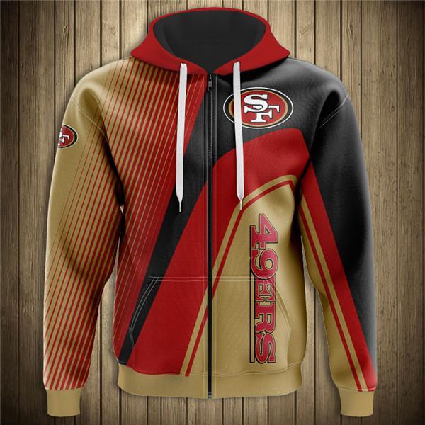 San Francisco 49ers Hooded Matching Stripe 3D Zipper Hoodie Jacket