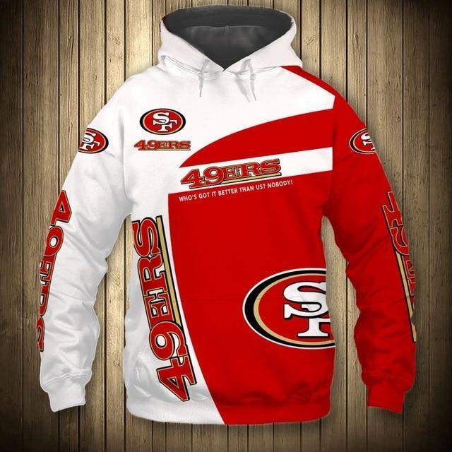 San Francisco 49ers White Hood 3D Pullover Hoodie