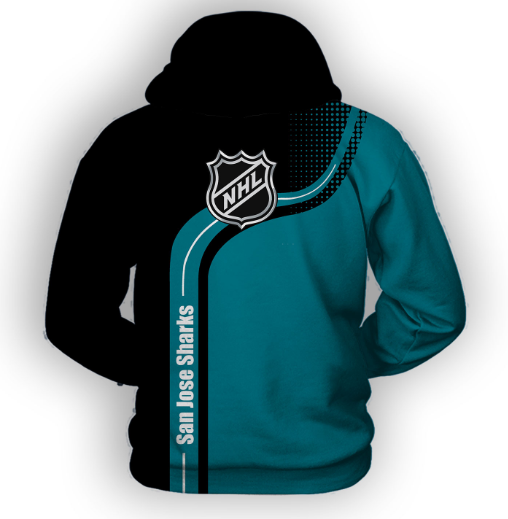 San Jose Sharks Half Color 3D Printed Pullover Hoodie - Image 2