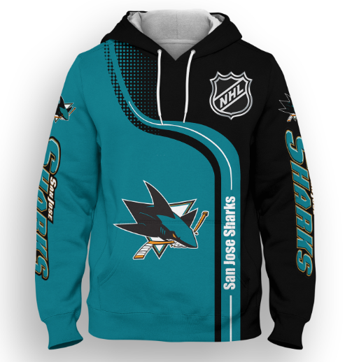 San Jose Sharks Half Color 3D Printed Pullover Hoodie