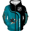 San Jose Sharks Half Color 3D Printed Zipper Hoodie Jacket