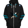 San Jose Sharks Symbol 3D Zipper Hoodie Jacket