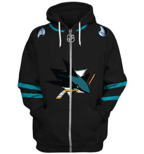 San Jose Sharks Symbol 3D Zipper Hoodie Jacket