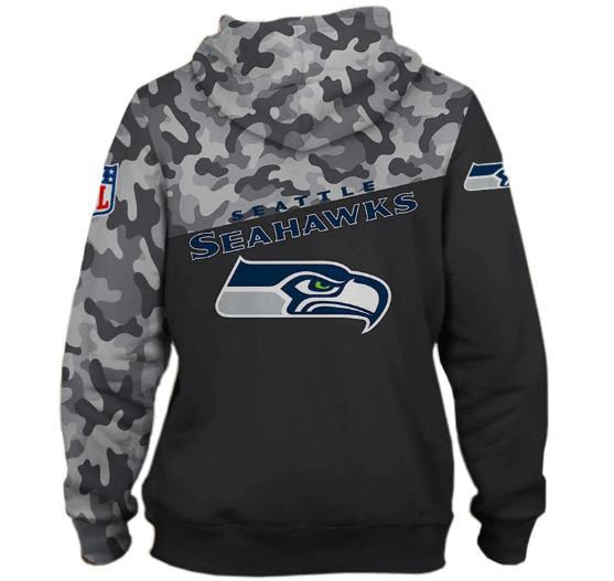 Seattle Seahawks Half Camo 3D Pullover Hoodie - Image 2
