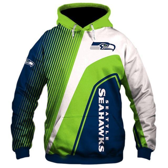 Seattle Seahawks Hooded Matching Stripe 3D Pullover Hoodie