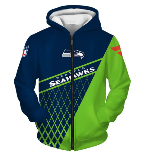 Seattle Seahawks Top Logo 3D Zipper Hoodie Jacket