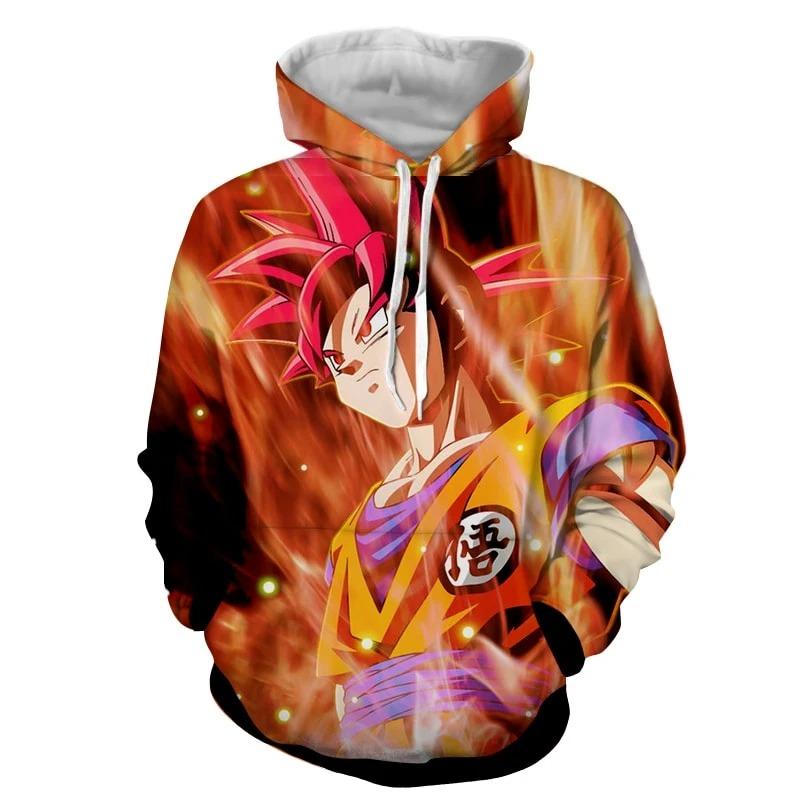 Son Goku Super Saiyan Red Dragon Ball Z 3D Pullover Hoodie