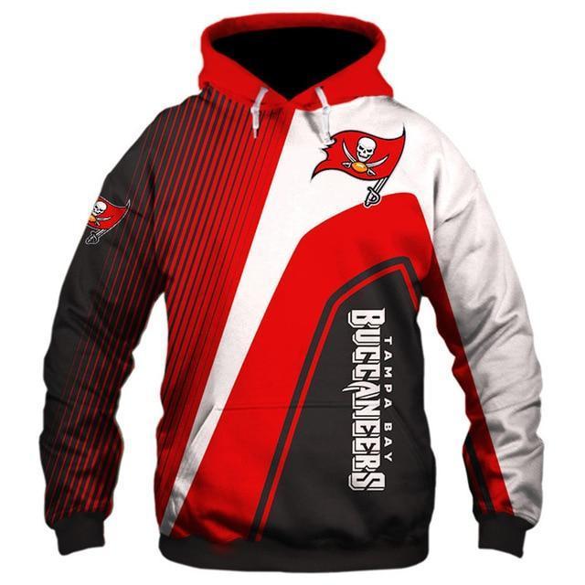 Tampa Bay Buccaneers Hooded Matching Stripe 3D Pullover Hoodie