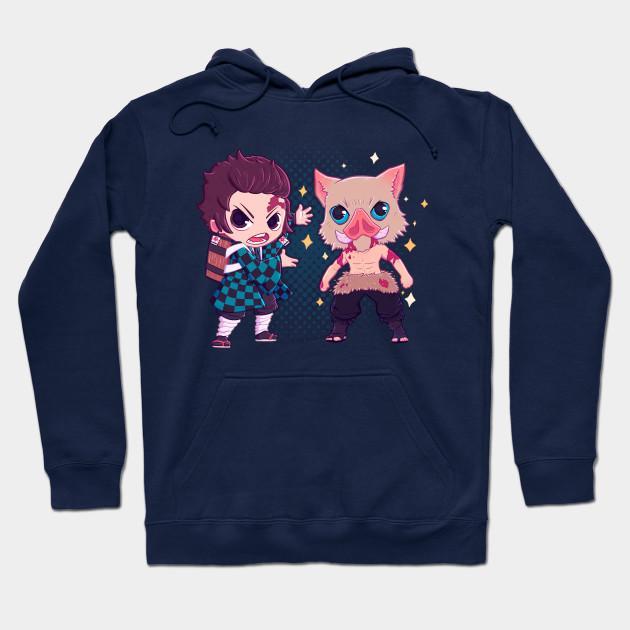 Tanjiro Inosuke - Demon Slayer - Kimetsu No Yaiba Pullover Hoodie Sweatshirt V1
