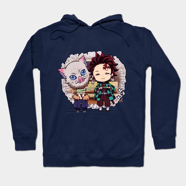 Tanjiro Inosuke - Demon Slayer - Kimetsu No Yaiba Pullover Hoodie Sweatshirt V2
