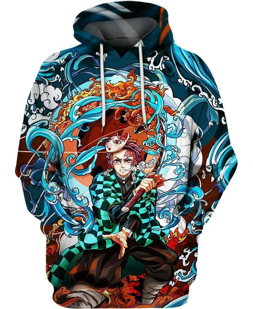 Tanjiro Kamado - Demon Slayer - Kimetsu No Yaiba 3D Pullover Hoodie V4