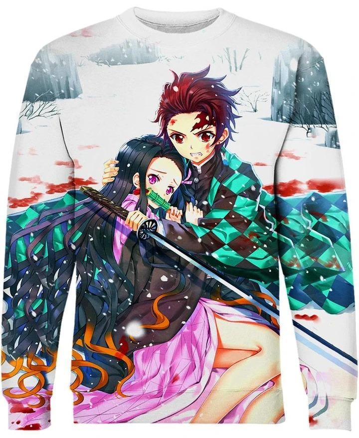 Tanjiro x Nezuko - Demon Slayer - Kimetsu No Yaiba 3D Crewneck Sweatshirt V3