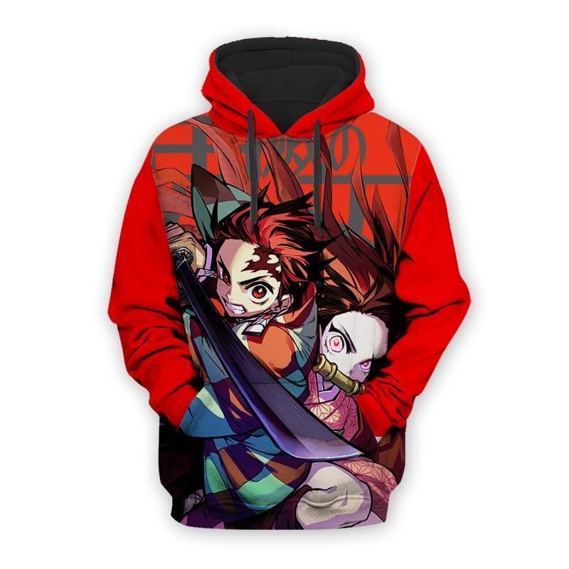 Tanjiro x Nezuko - Demon Slayer - Kimetsu No Yaiba 3D Pullover Hoodie V1