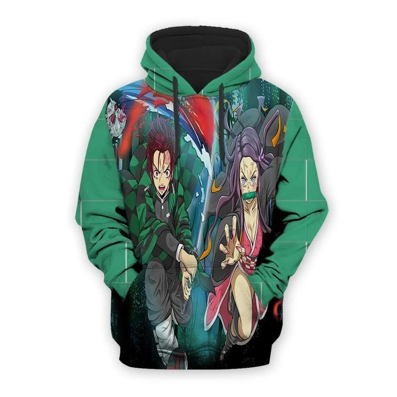 Tanjiro x Nezuko - Demon Slayer - Kimetsu No Yaiba 3D Pullover Hoodie V2