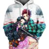 Tanjiro x Nezuko - Demon Slayer - Kimetsu No Yaiba 3D Pullover Hoodie V5