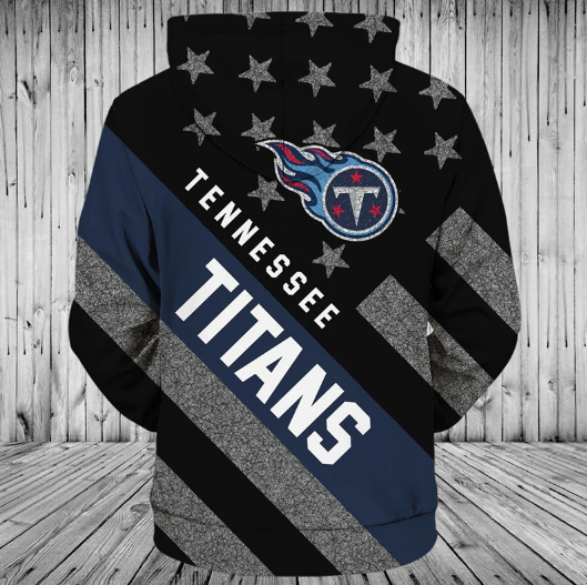 Tennessee Titans Black With Multi Star 3D Zipper Hoodie Jacket - Image 2