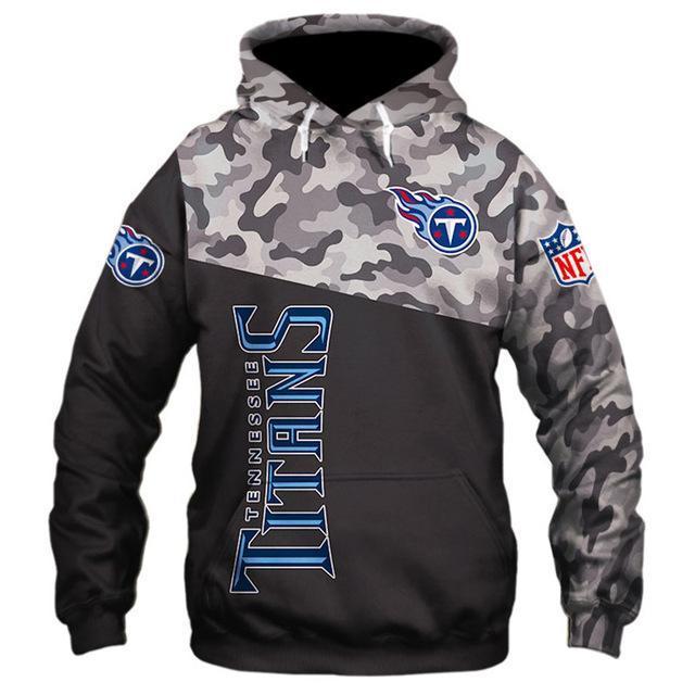 Tennessee Titans Half Camo 3D Pullover Hoodie