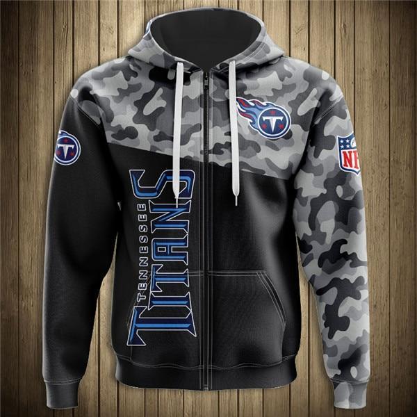 Tennessee Titans Half Camo 3D Zipper Hoodie Jacket