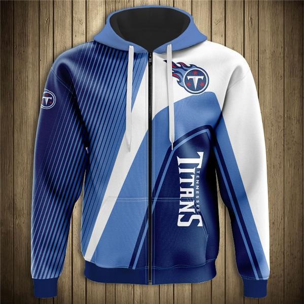 Tennessee Titans Hooded Matching Stripe 3D Zipper Hoodie Jacket