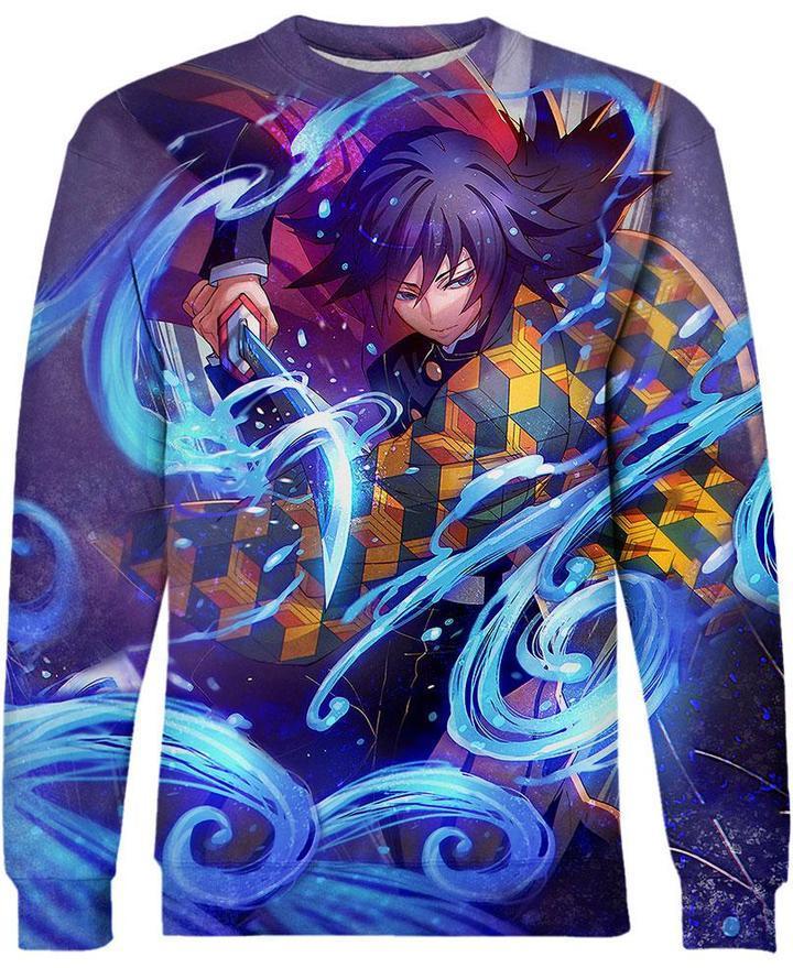 Tomioka Giyuu - Demon Slayer - Kimetsu No Yaiba 3D Crewneck Sweatshirt V1