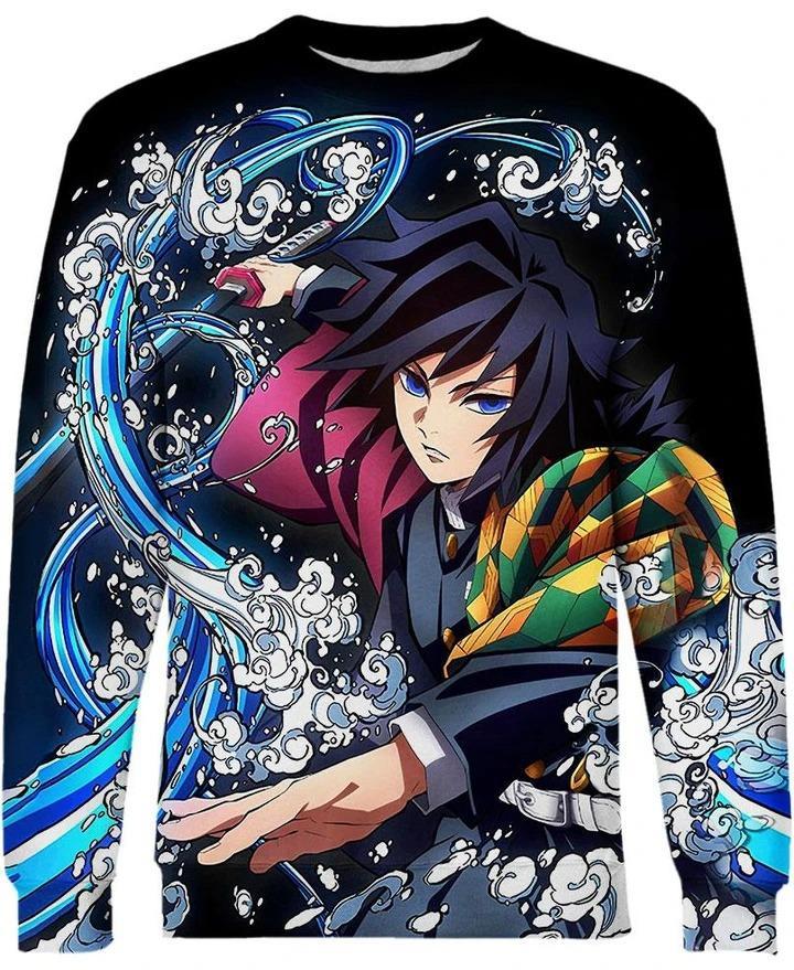 Tomioka Giyuu - Demon Slayer - Kimetsu No Yaiba 3D Crewneck Sweatshirt V3