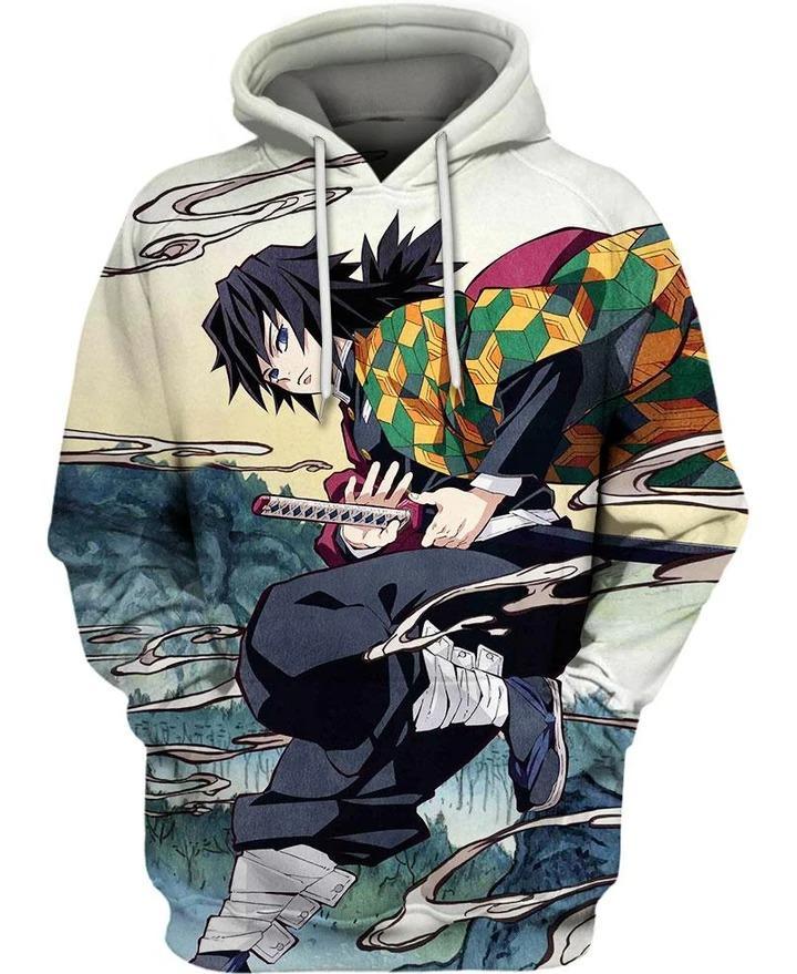 Tomioka Giyuu - Demon Slayer - Kimetsu No Yaiba 3D Pullover Hoodie V5