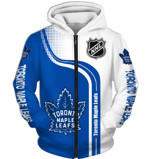 Toronto Maple Leafs Half Color 3D Printed Zipper Hoodie Jacket