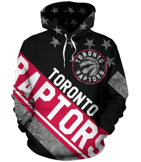 Toronto Raptors Stripe With Stars 3D Printed Pullover Hoodie