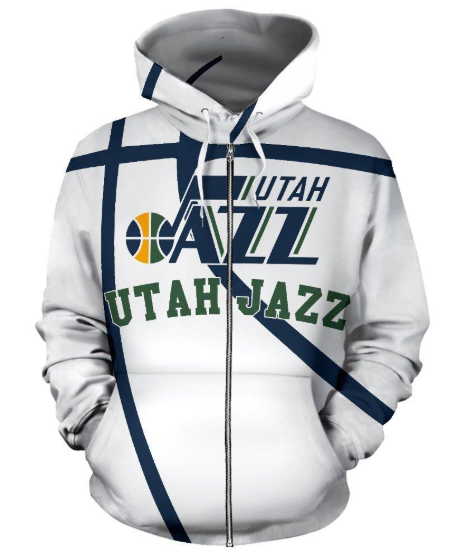 Utah Jazz Simple 3D Printed Zipper Hoodie Jacket