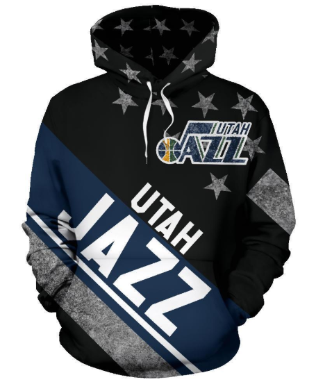 Utah Jazz Stripe With Stars 3D Printed Pullover Hoodie