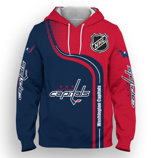 Washington Capitals Half Color 3D Printed Pullover Hoodie