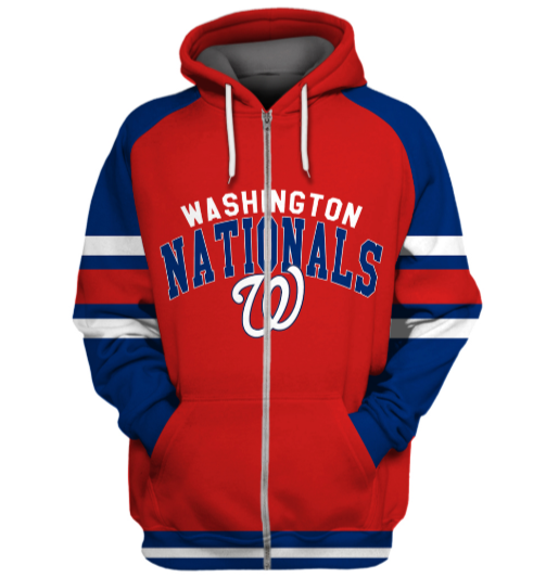 Washington Nationals Logo 3D Printed Zipper Hoodie Jacket