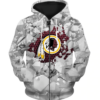 Washington Redskins Beehives Pattern 3D Zipper Hoodie Jacket