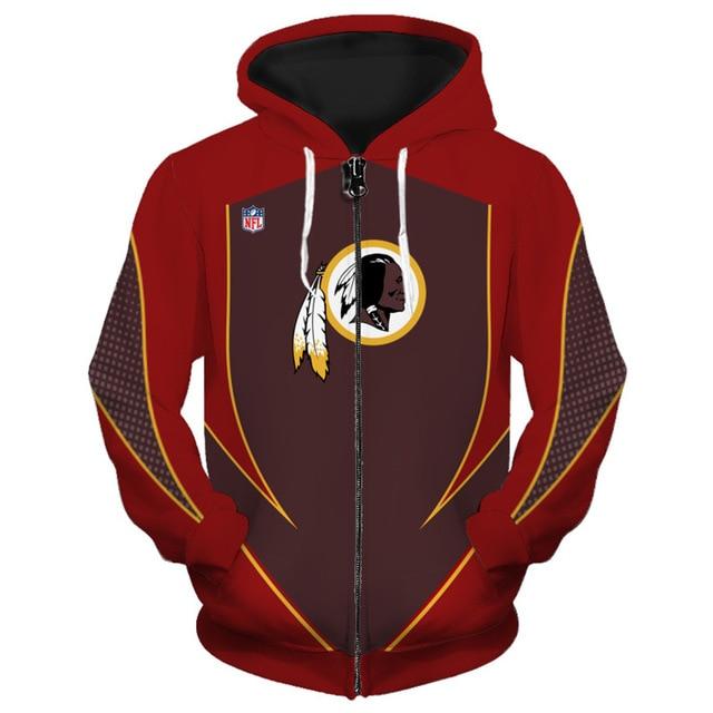 Washington Redskins Middle Logo 3D Printed Zipper Hoodie Jacket