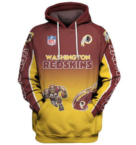 Washington Redskins Name In Sleeve 3D Pullover Hoodie
