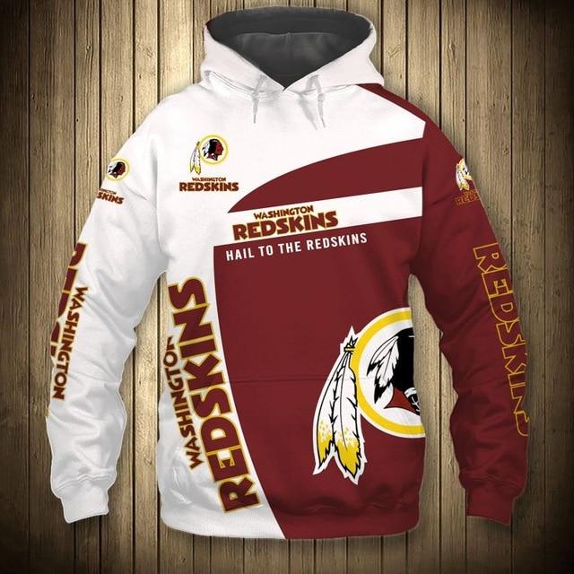 Washington Redskins White Hood 3D Pullover Hoodie