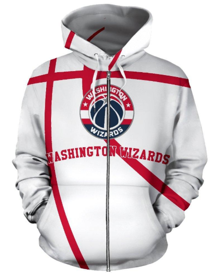 Washington Wizards Simple 3D Printed Zipper Hoodie Jacket