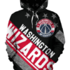 Washington Wizards Stripe With Stars 3D Printed Pullover Hoodie