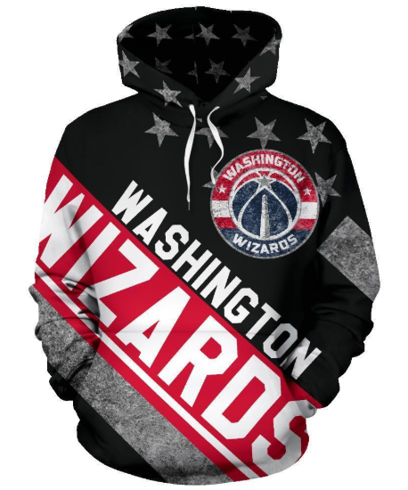 Washington Wizards Stripe With Stars 3D Printed Pullover Hoodie