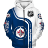 Winnipeg Jets Half Color 3D Printed Zipper Hoodie Jacket