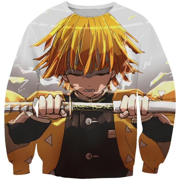 Zenitsu Agatsuma - Demon Slayer - Kimetsu No Yaiba 3D Crewneck Sweatshirt V2