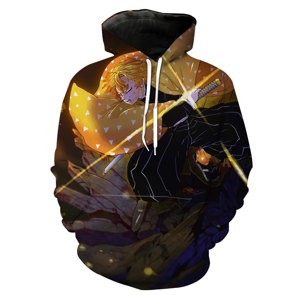 Zenitsu Agatsuma - Demon Slayer - Kimetsu No Yaiba 3D Pullover Hoodie V5