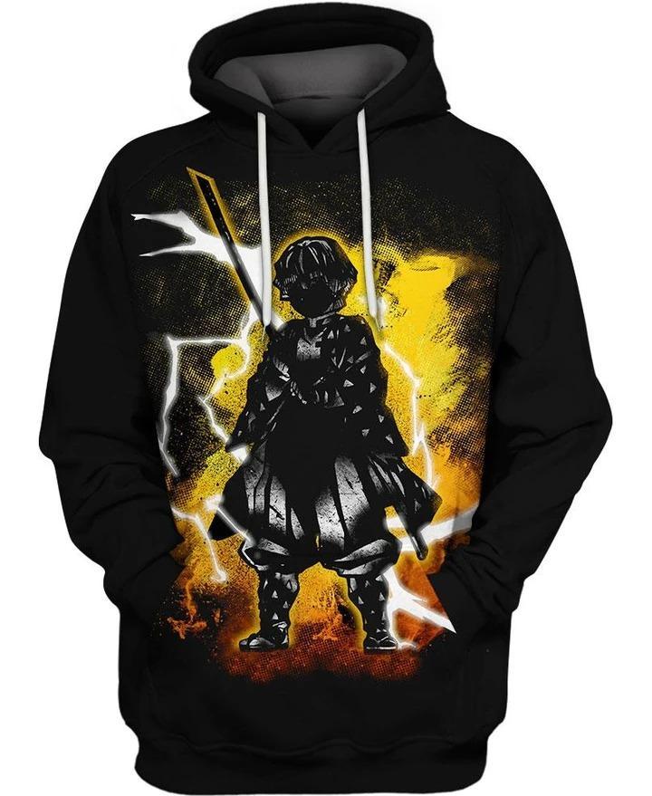 Zenitsu Agatsuma - Demon Slayer - Kimetsu No Yaiba 3D Pullover Hoodie V8